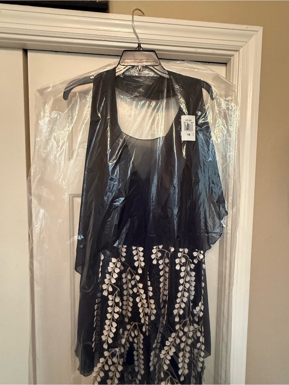Xscape Black Dress with White Accents